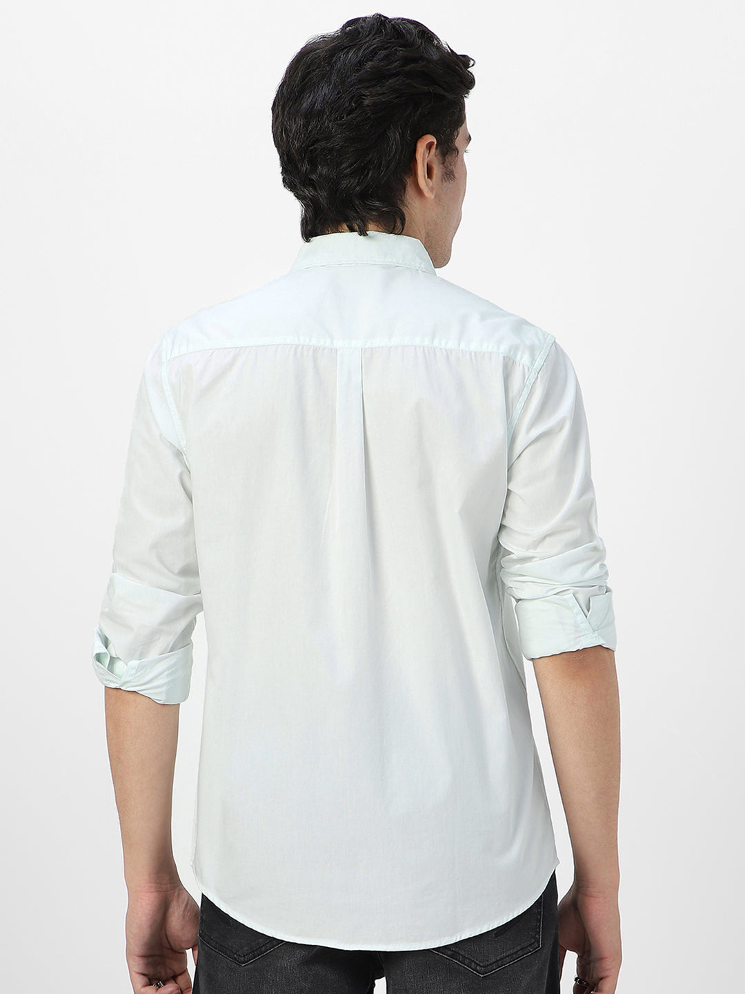 Men's Pastel Blue Cotton Full Sleeve Regular Fit Casual Solid Shirt