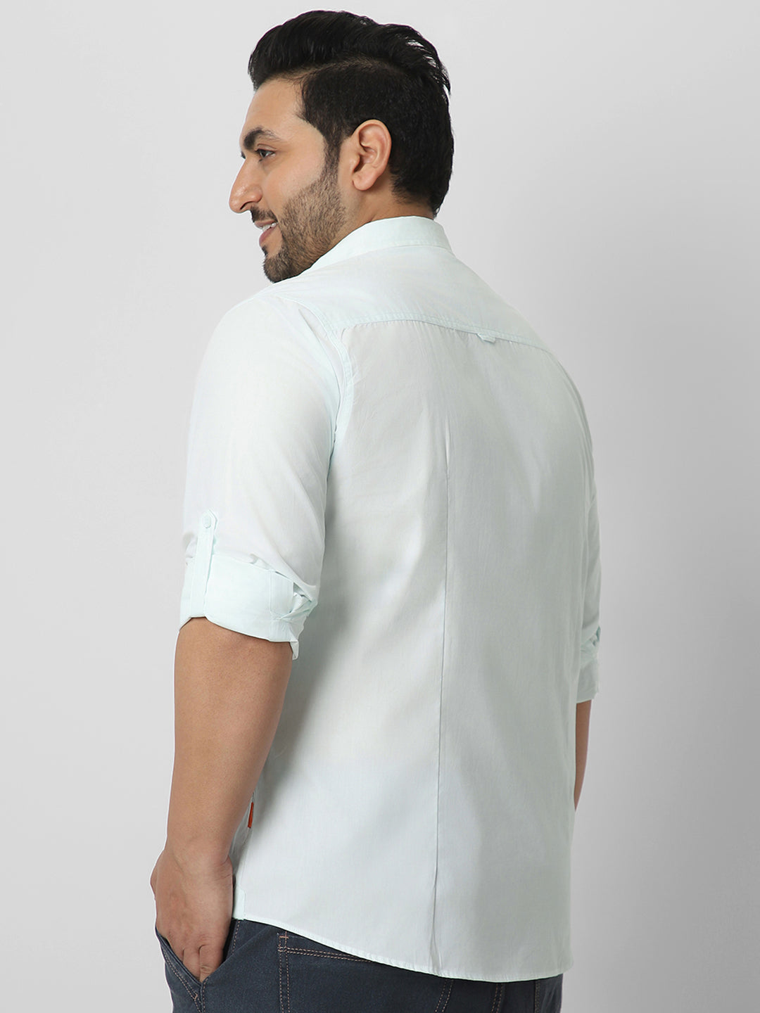 Men's Pastel Blue Cotton Full Sleeve Regular Fit Casual Solid Shirt