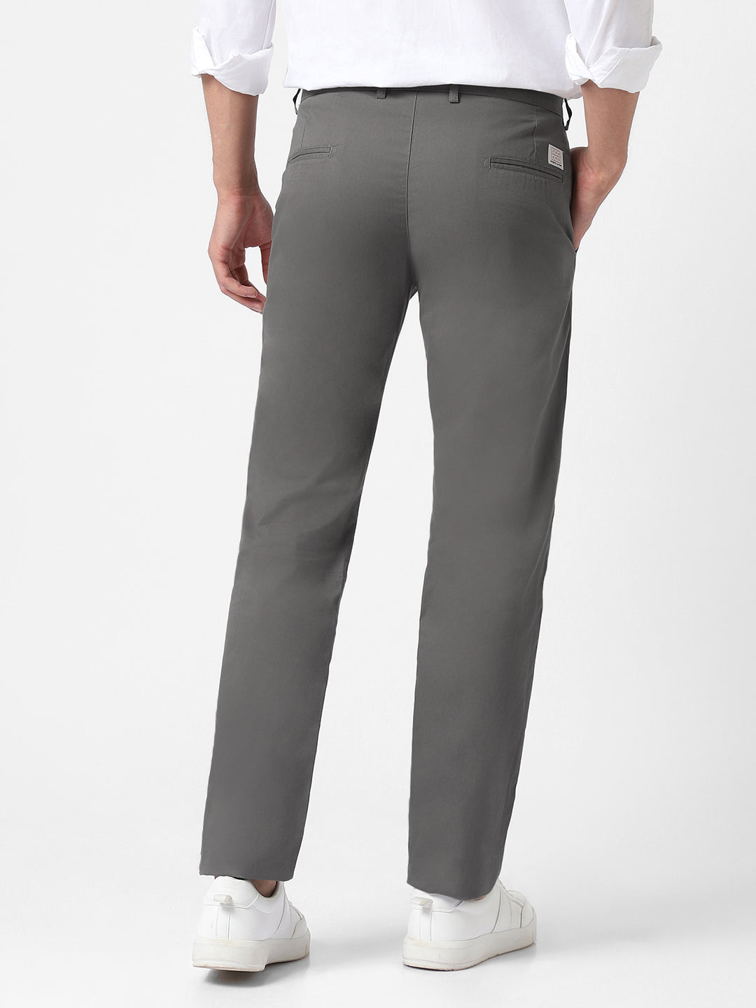 Men's Dark Green Cotton Slim Fit Casual Chinos Trousers