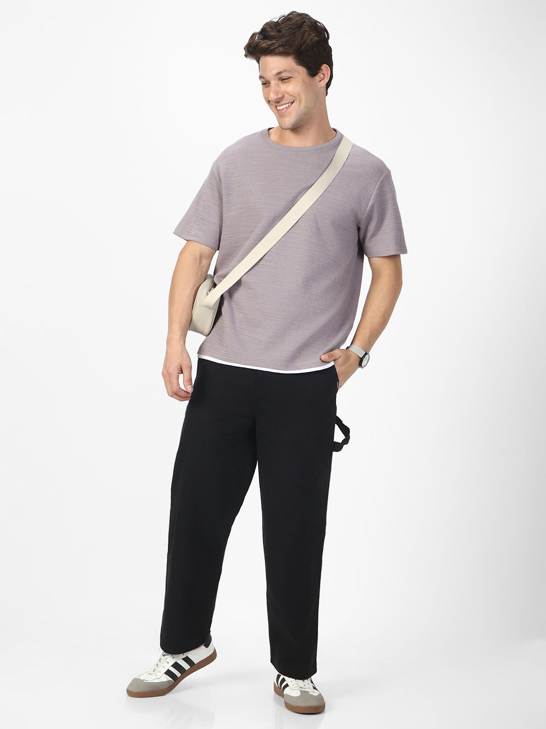 Men's Black Loose Baggy Fit Solid Carpenter Trouser Pant with 5 Pockets Non-Stretchable