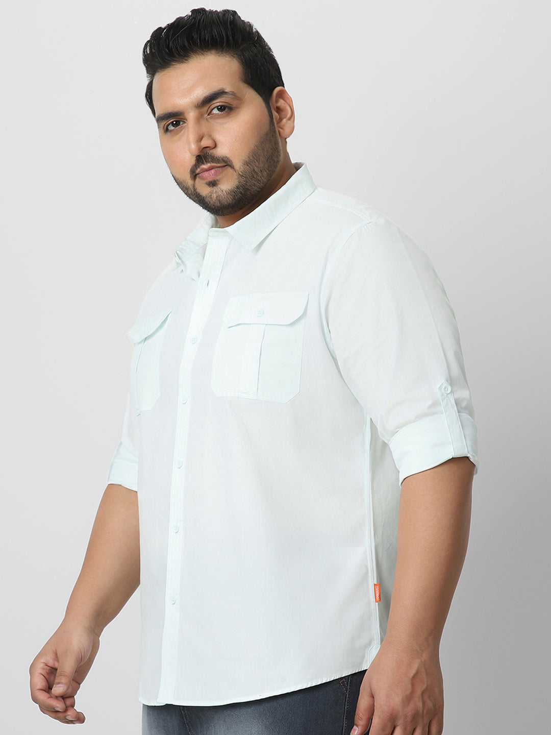 Men's Pastel Blue Cotton Full Sleeve Regular Fit Casual Solid Shirt