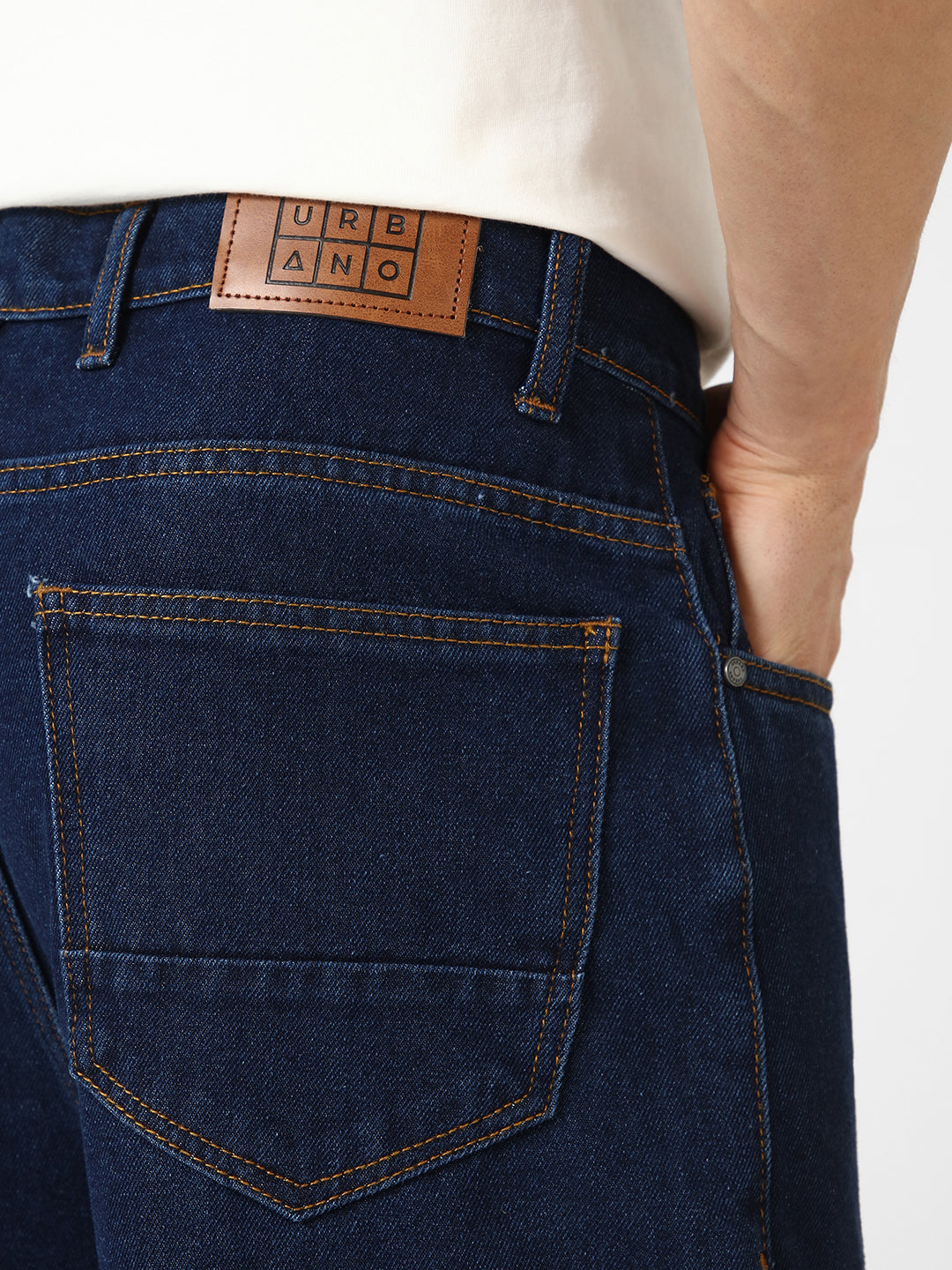 Men's Dark Blue Loose Fit Washed Jeans Non-Stretchable