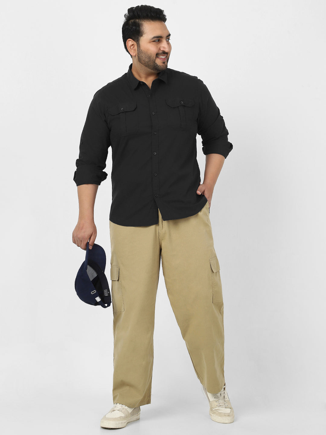 Men's Black Cotton Full Sleeve Regular Fit Casual Solid Shirt